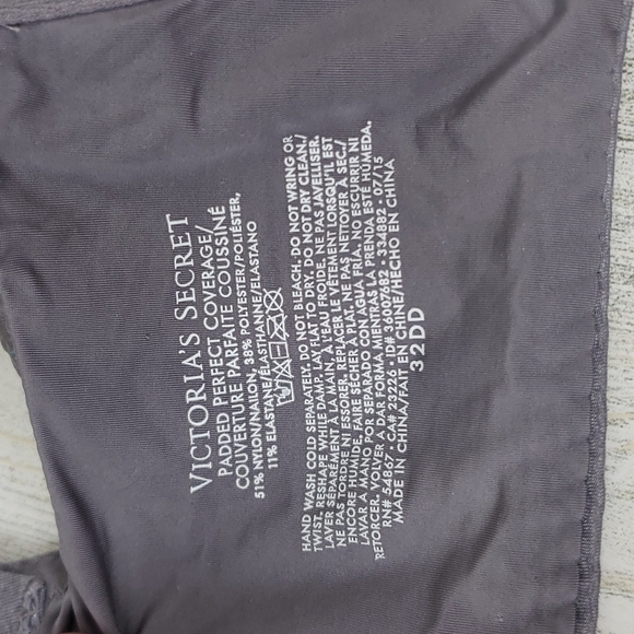 Victoria's Secret gray padded perfect coverage bra Size 32DD - Picture 3 of 4